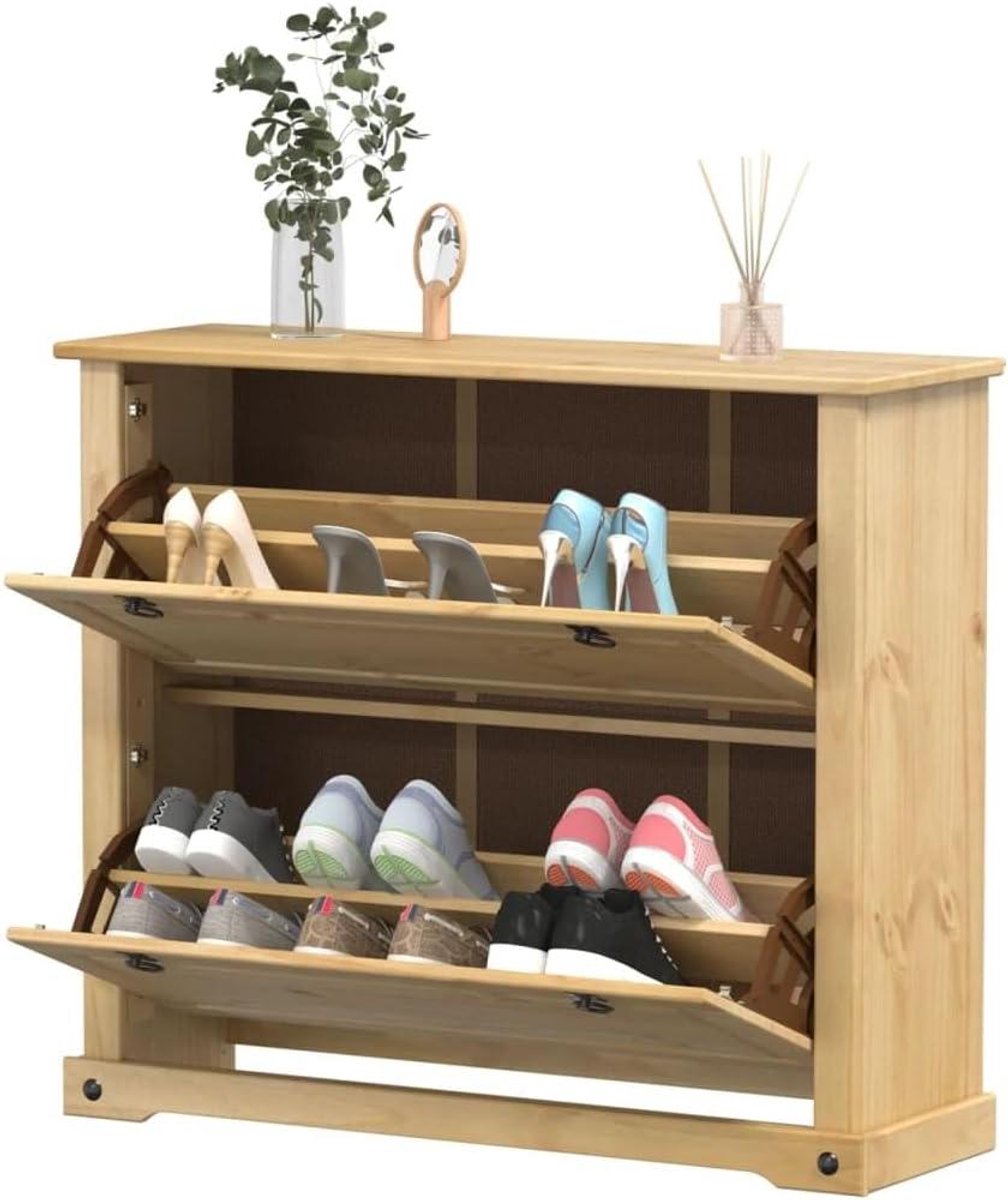Schoenenkast Grenenhout - Schoenenrek Opbergkast - Schoenen Opbergen - Twee Kleppen Vier Planken - 99 x 32 x 85 cm