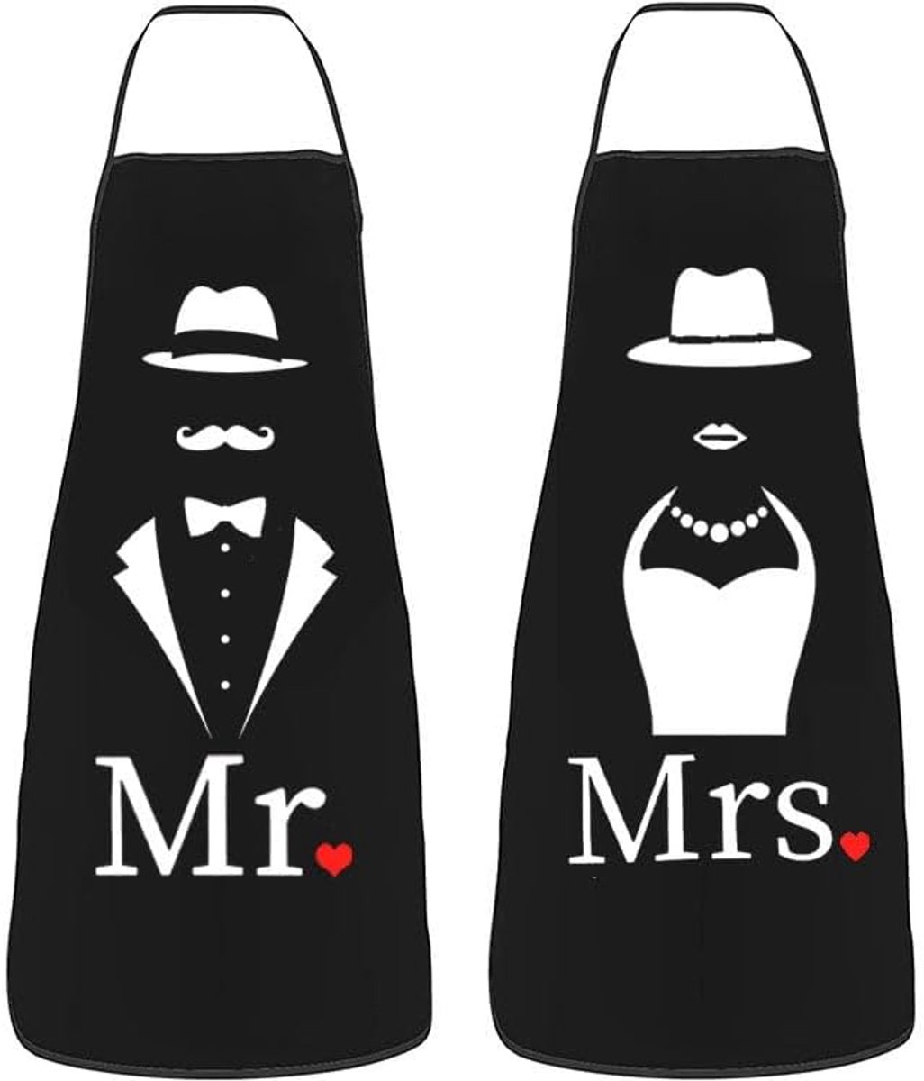 Koppels Keuken Schort Mr Mrs - Grappig Cadeau voor Stellen - Perfect voor Kookliefhebbers - Samen Koken in Stijl - SnelShoppen