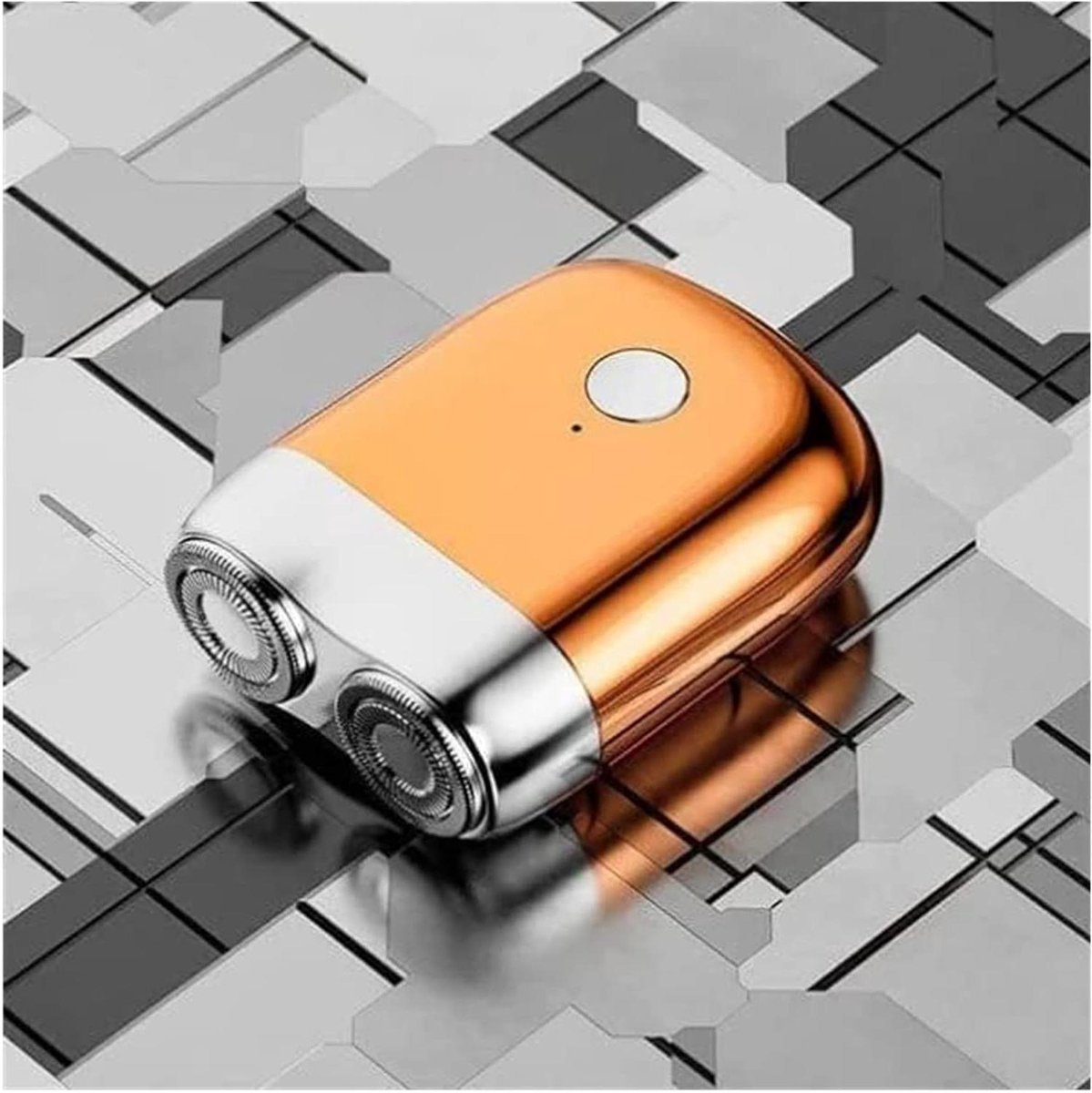 Elektrisch Scheerapparaat - Reisscheerapparaat Zakformaat - Glad Scheren - Dubbele Ring Bladnet - 65mm x 48mm x 26mm - Oranje