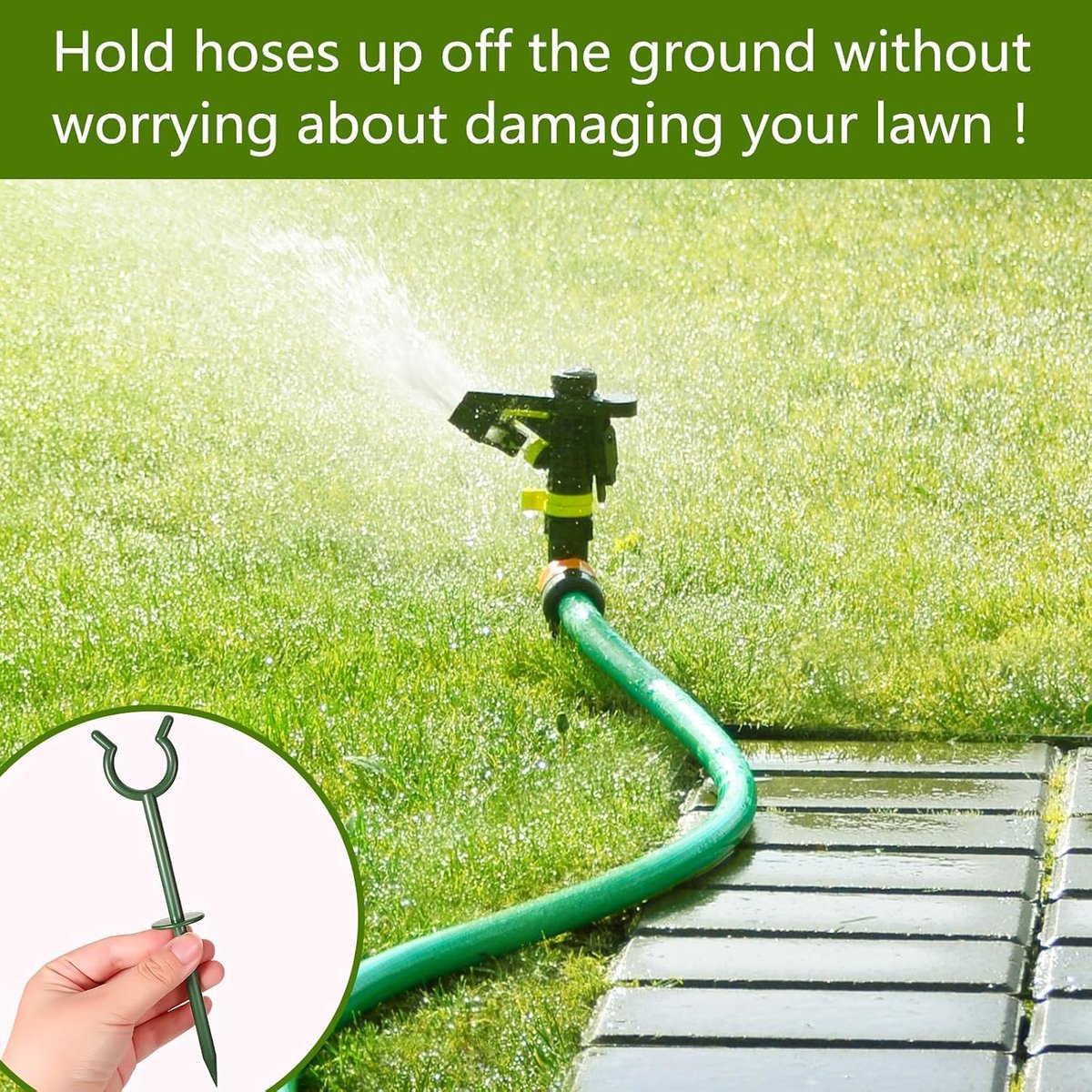 20 Stuks Slanggeleider Tuinslang - Tuinslanggeleider - Tuinslang Geleider - Met Grondpin - Tuinslanggeleiderspiesen - Hose Guide - Decoratieve Tuinsteunen - Stabiele Slangfixatie - Groen – foto 8