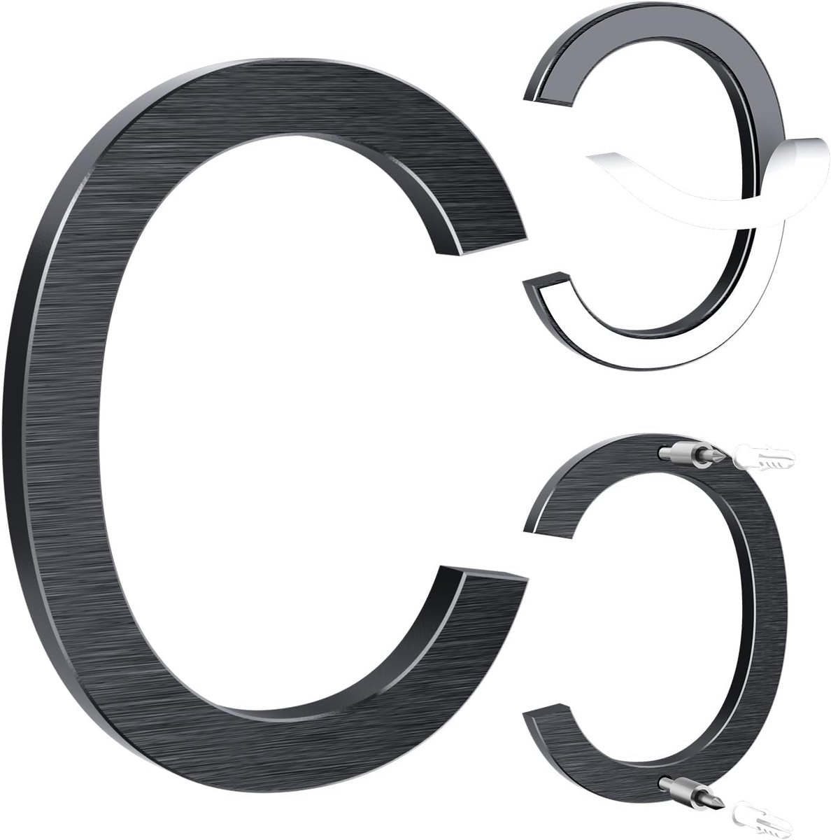 Huisnummer 12,5 cm zwart - Massief aluminium met geborstelde afwerking - Weerbestendig en eenvoudig te monteren - SnelShoppen