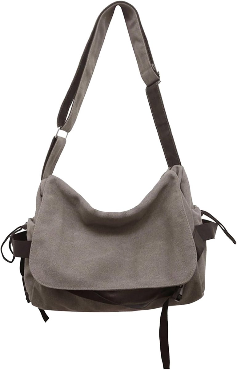Schoudertas voor mannen - canvas - laptopvak - ideaal voor werk en school - SnelShoppen