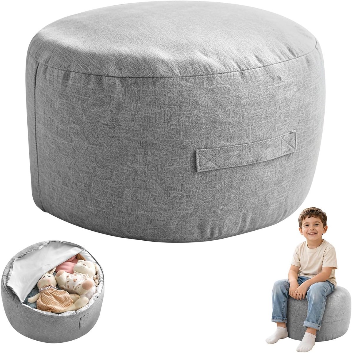 Knuffeldier zitzak 2-in-1 - grote vulbare zitzak - zachte corduroy - voor opbergen en zitten - SnelShoppen