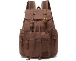LISM-Canvas rugzak, unisex retro casual rugzak, rugzak Geschikt voor een 17-inch laptop, schooltas, universiteitsrugzak, wandel-, kampeer- en reistas, bruin