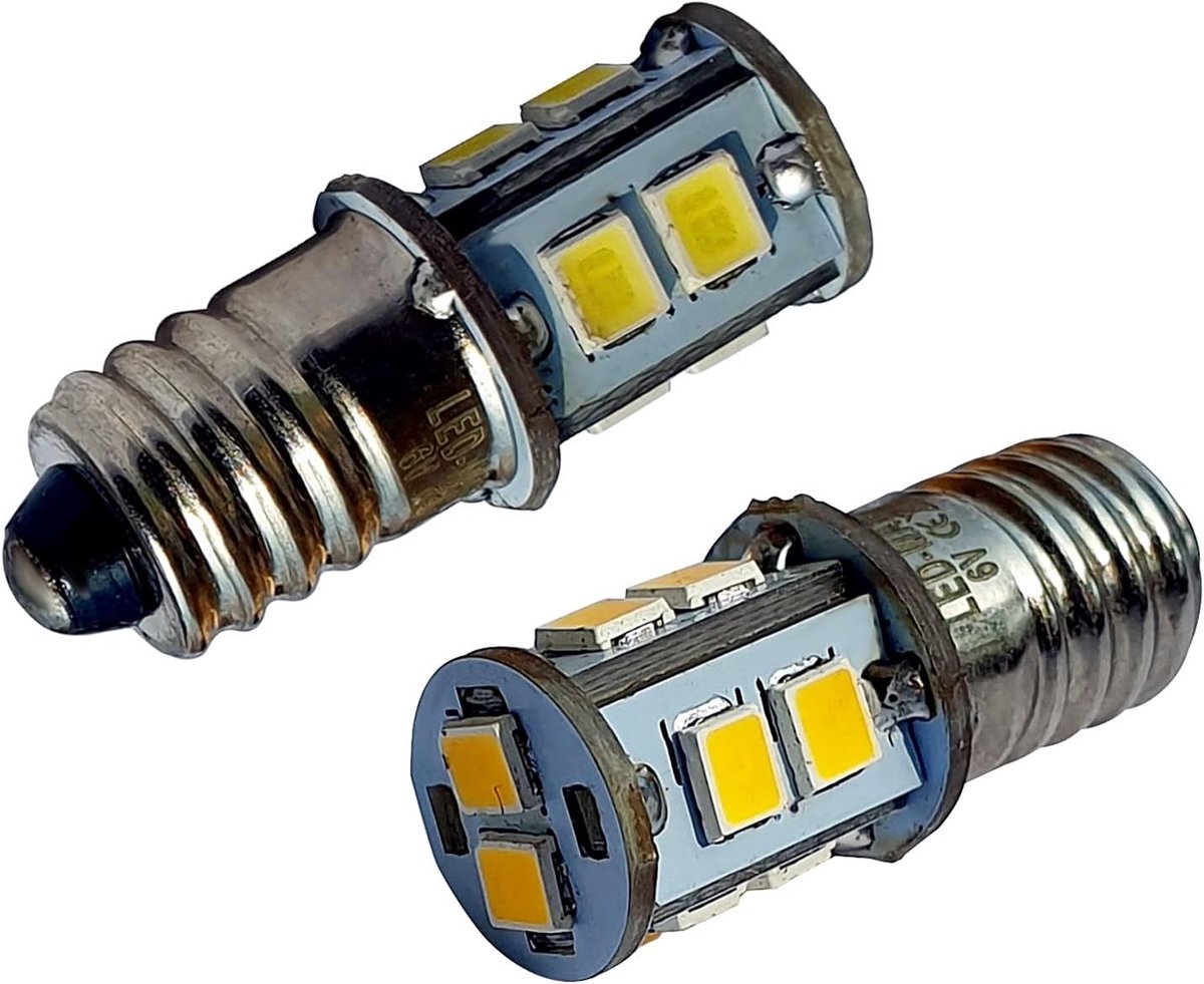 E10 LED 6V 10SMD lamp - warm wit - 2 stuks - perfect voor kerstster decoratie - SnelShoppen