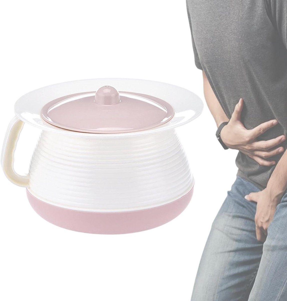 Plasemmer met Deksel - Draagbaar Urinoir - Reizen en Kamperen - Geurblokkerend Deksel - 21 cm Diameter - Wit