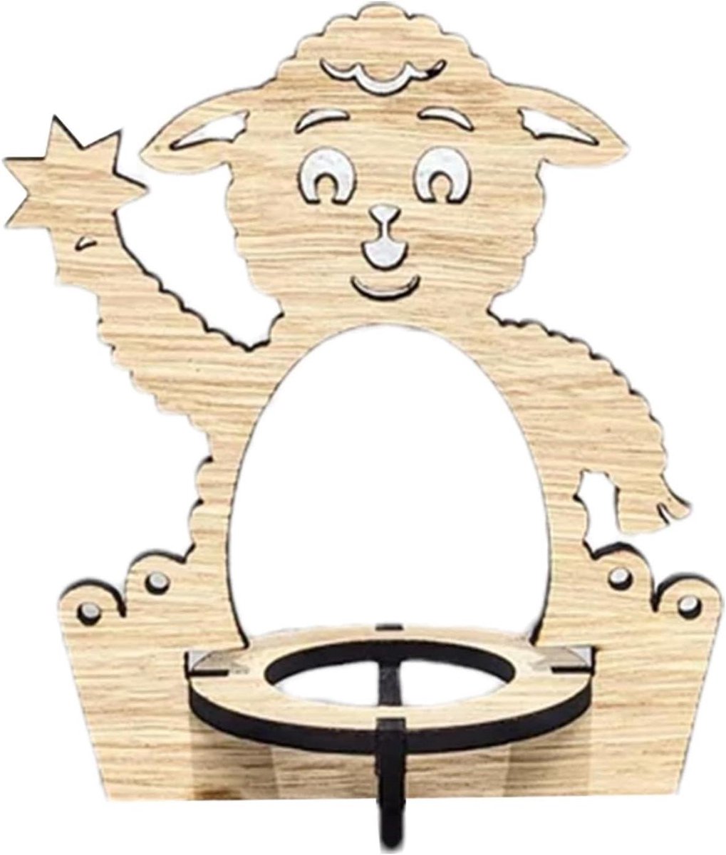 Houten Eierhouder - Eierstandaard Opslag - Paasdecoratie Huis - Ambachtelijk Hout Design - 16.5 cm - Wit