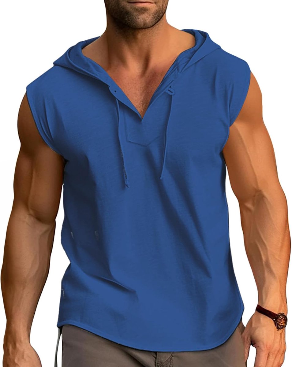 Heren Tanktops M-3XL - Katoen - Mouwloos met Capuchon - Ideaal voor de sportschool - SnelShoppen