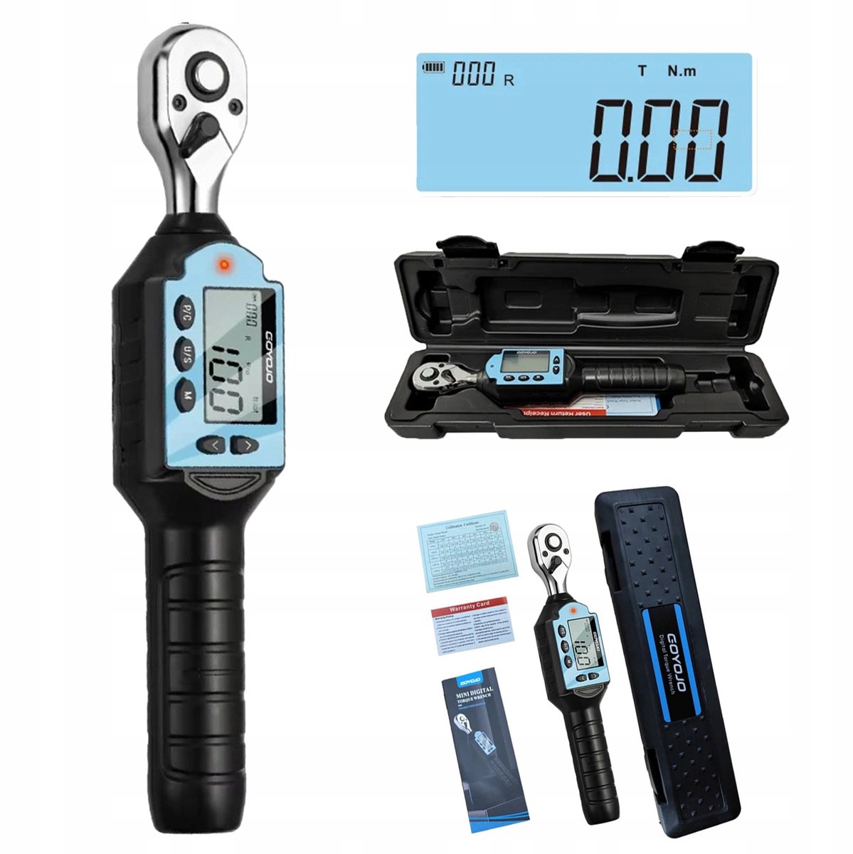Digitale momentsleutel 1/2" 3/8" 1/4" LCD Ratel
