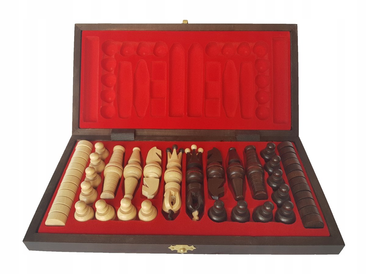 Houten Schaak- en Damspel 34x34cm 2-in-1 Set Hoge Kwaliteit