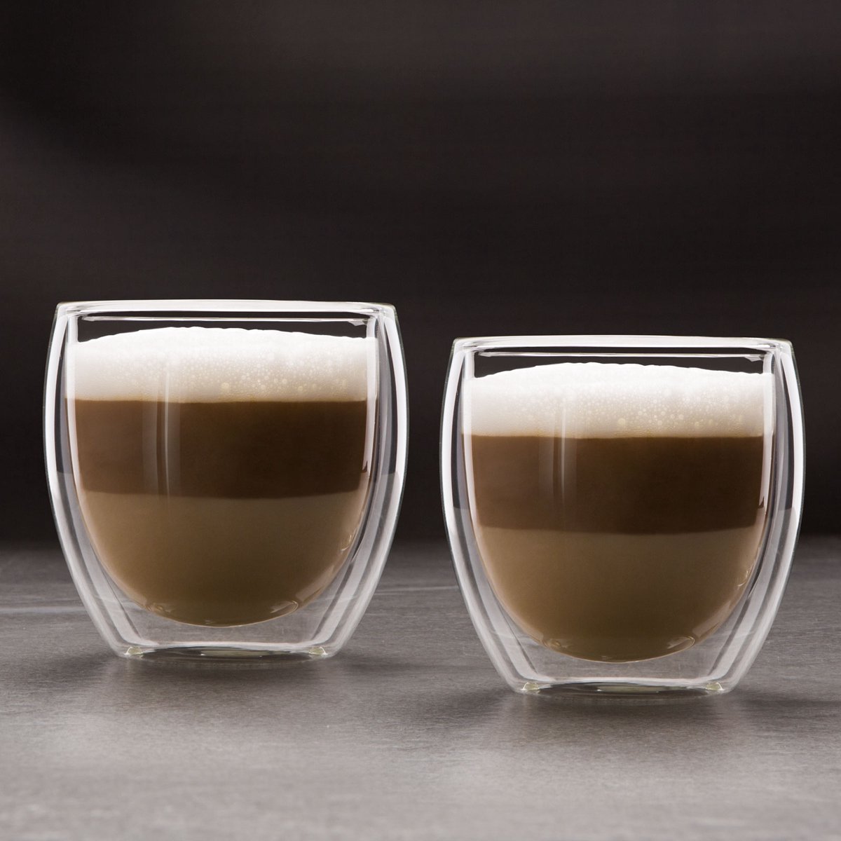 Dubbelwandige Cappuccinoglazen - 250 ml Borosilicaat Glas | Set van 2 Thermoglazen, Hittebestendig & Krasvast [57176J]