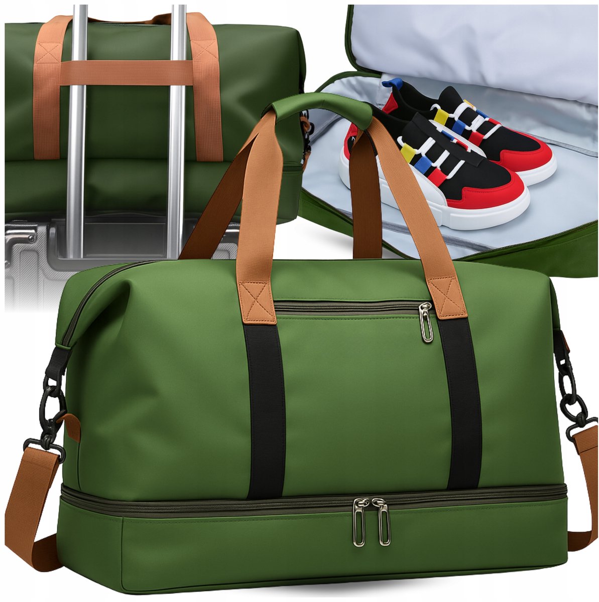 Grote Reistas Sport & Handbagage - Waterdicht Kaki