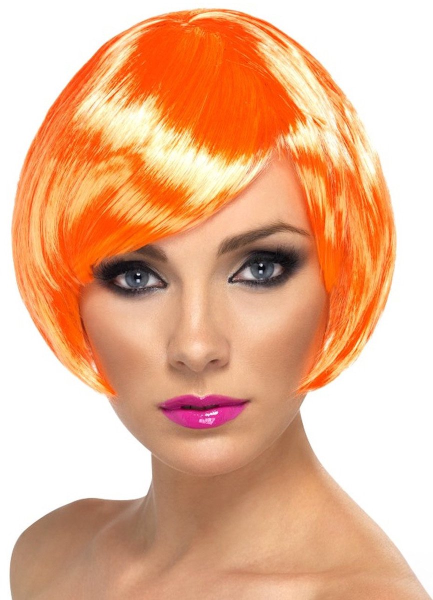 Bubikopf pruik oranje