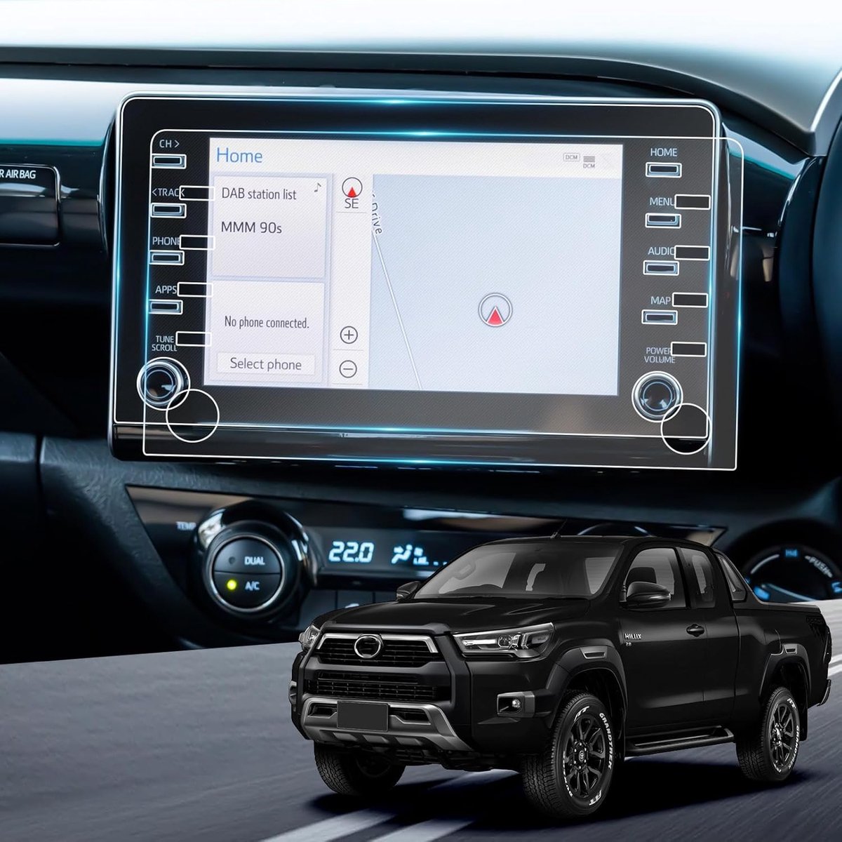 GPS schermbeschermer Toyota Hilux 8 Inch - Nano film - krasbestendig - beschermt navigatiescherm - ShopVlot