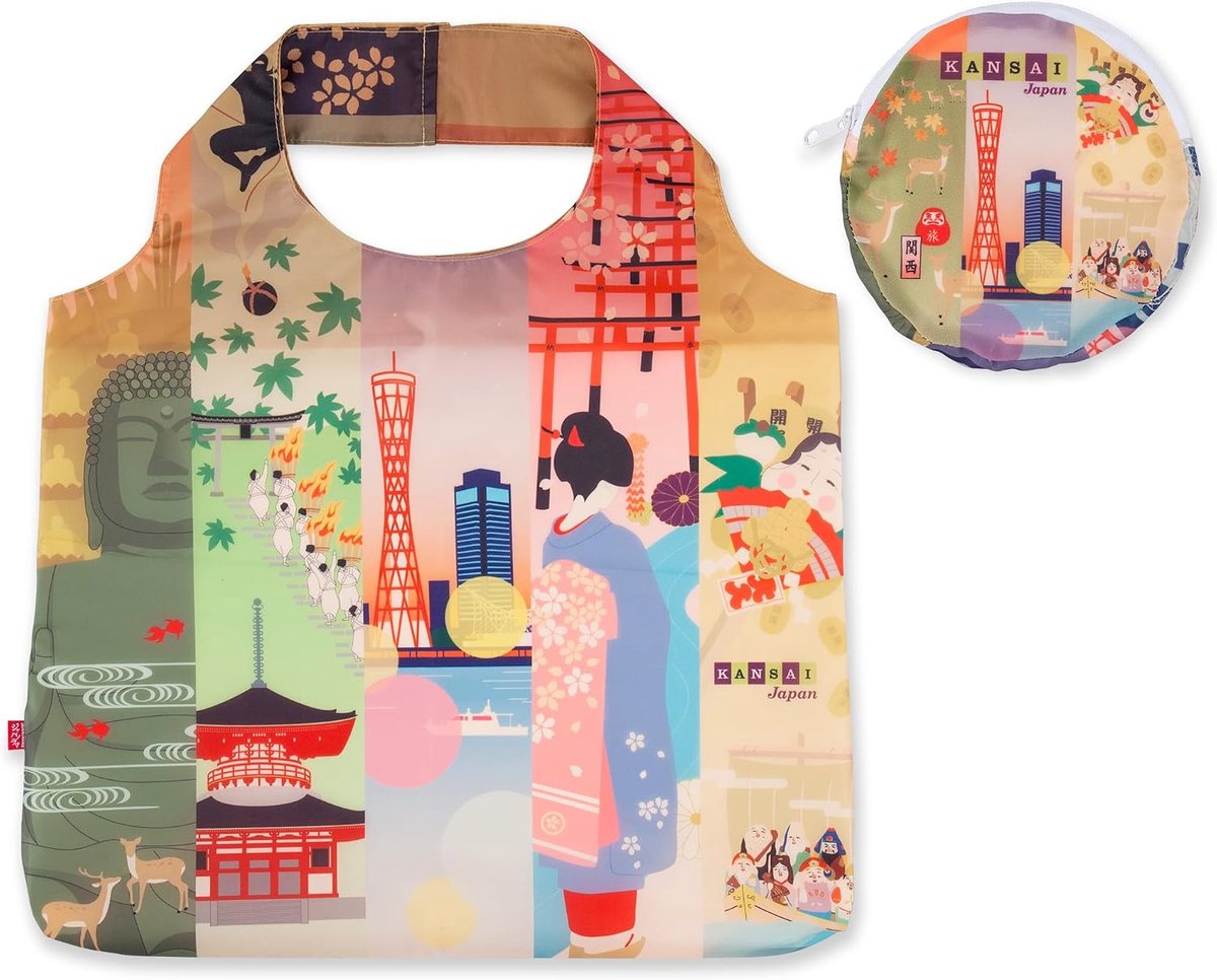 Herbruikbare boodschappentas - Vouwbare compact tas - Japans design - Perfect voor dagelijkse boodschappen - ShopVlot