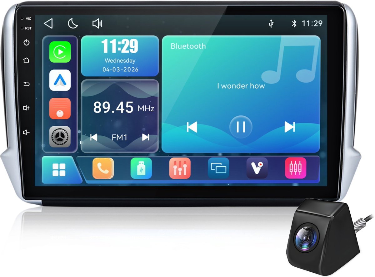 Cestovet Autoradio - Geschikt Voor Peugeot 208/2008 2012 t/m 2018 - LINUX - Draadloos CarPlay & Android Auto - 2012 2013 2014 2015 2016 2017 2018 - Inclusief achteruitkijkcamera