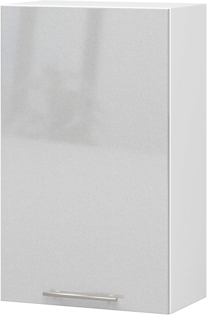 Keukenkast Hangend - Wandkast Keuken - Keuken Organiseren - Moderne Stijl - 50x72x30 cm - Wit Metallic