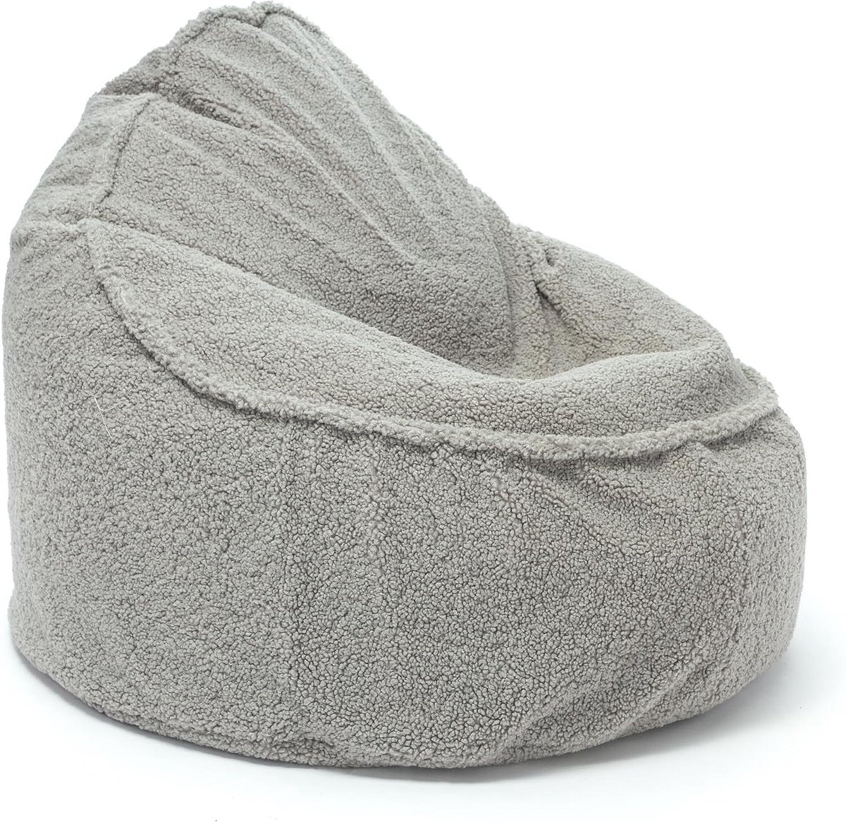 Zitzak Bouclé - Poef Stoel - Comfortabel Zitten - Afneembare Overtrek - 95 cm Hoog - Grijs