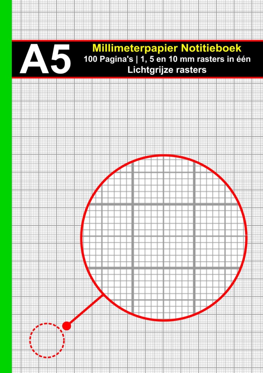 A5 millimeterpapier notitieboek - 100 pagina's - lichtgrijze rasters - ideaal voor precisietekeningen - ShopVlot