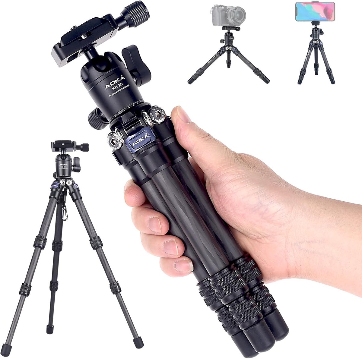 Mini tripod 15.7 inch - lichtgewicht carbon fiber - 360° balhoofd - ideaal voor smartphone en spiegelreflexcamera - ShopVlot