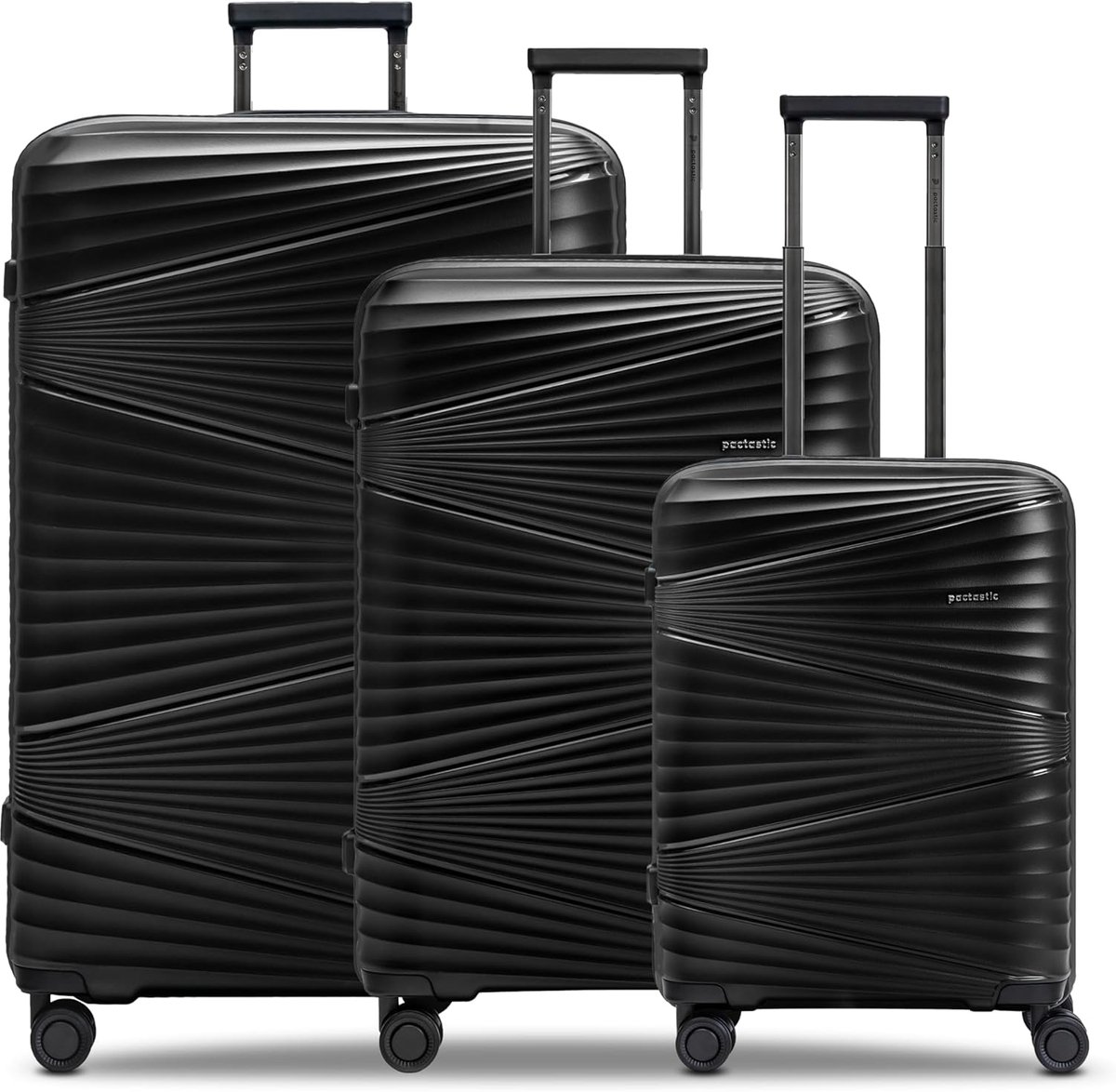 SnelShoppen - Hard Trolley Koffer Set 3-delig - Ruimtebesparend - Zwart Metaal - Lichtgewicht - Ideaal voor Vakantie en Weekendje Weg