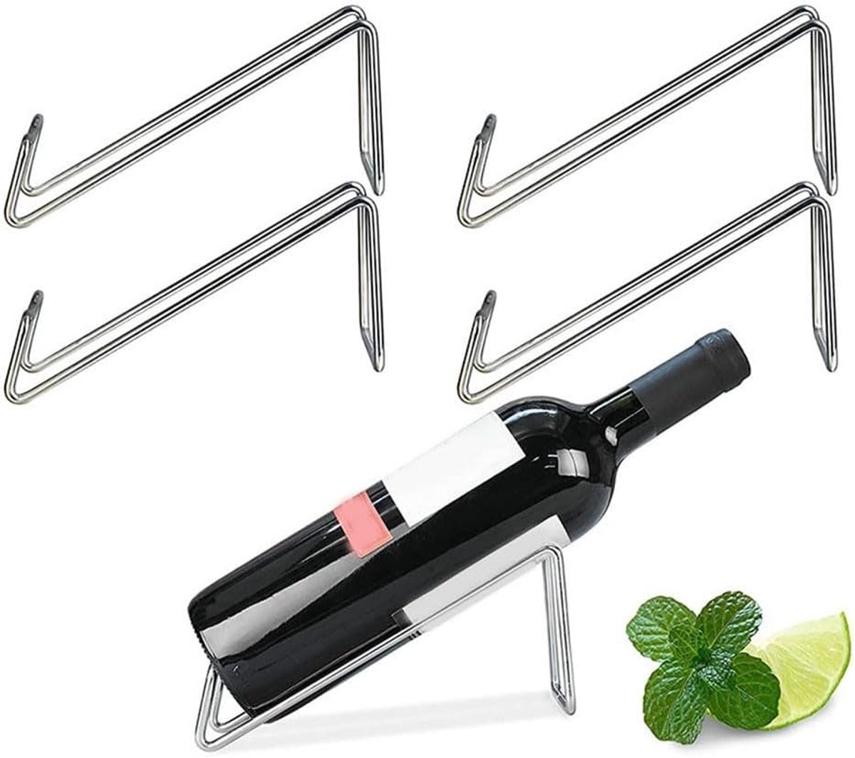 Wijnfleshouder 4-delig - Metalen wijnfleshouder - Elegant design - Perfecte opslagoplossing - ShopVlot