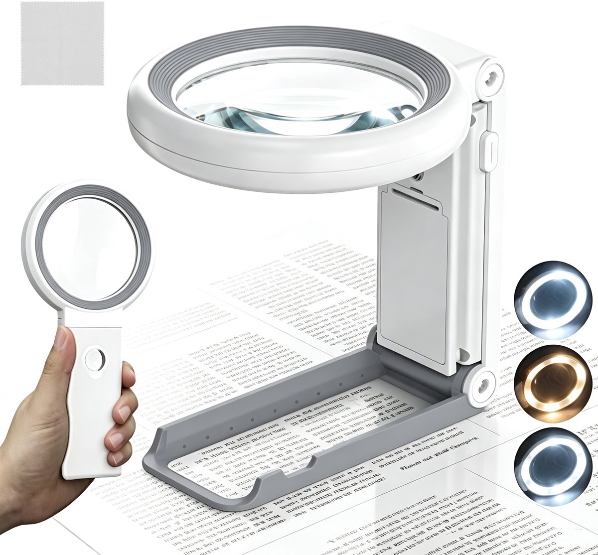 Vergrootglas - Vergrootglas Met Licht En Statief - Led-Verlichte Leesloep - Opvouwbare Handloep - Ideaal Voor Senioren Lezen Munten En Postzegels