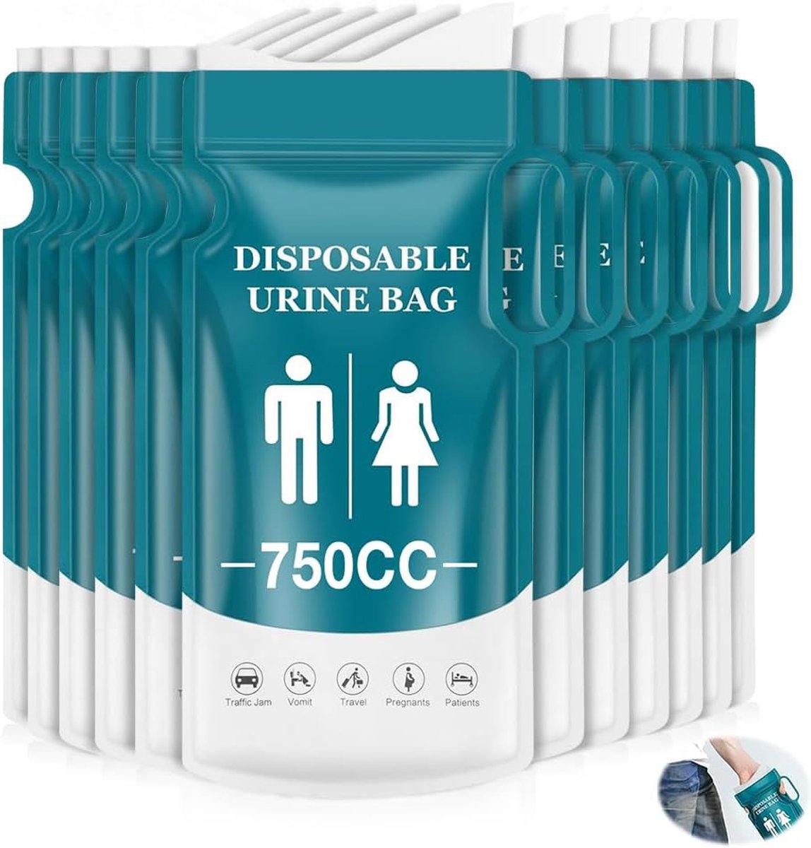 Reis urinezakken 12 stuks - Wegwerpproduct 750ml - Leak-proof ontwerp - Ideaal voor onderweg - ShopVlot
