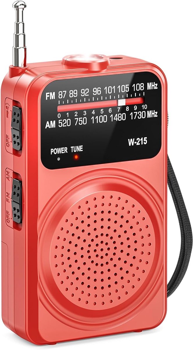 SnelShoppen - Kleine Draagbare Radio FM/AM Ontvangst met Geïntegreerde LED-Zaklamp, Compact en Eenvoudig te Bedienen, Ideaal voor Huishouden en Outdoo