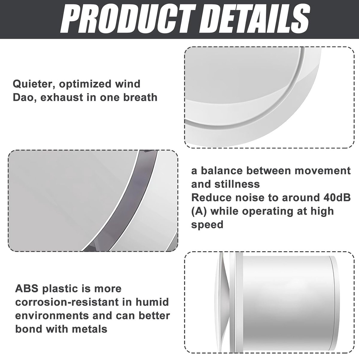 Badkamerafzuiger 150mm - ABS stil - met terugslagklep - snelle ventilatie en ontvochtiging - ShopVlot