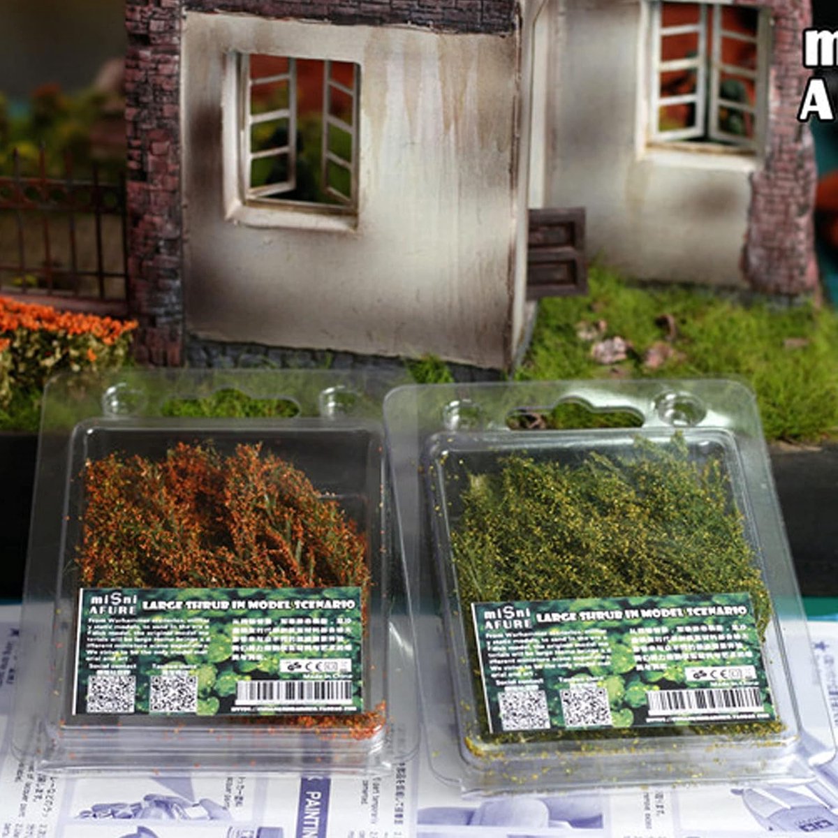 Miniatuur Kunstgras 2 Pack - Lange Grashalmen - Herfst Rood en Groen - Perfect voor Diorama's - ShopVlot