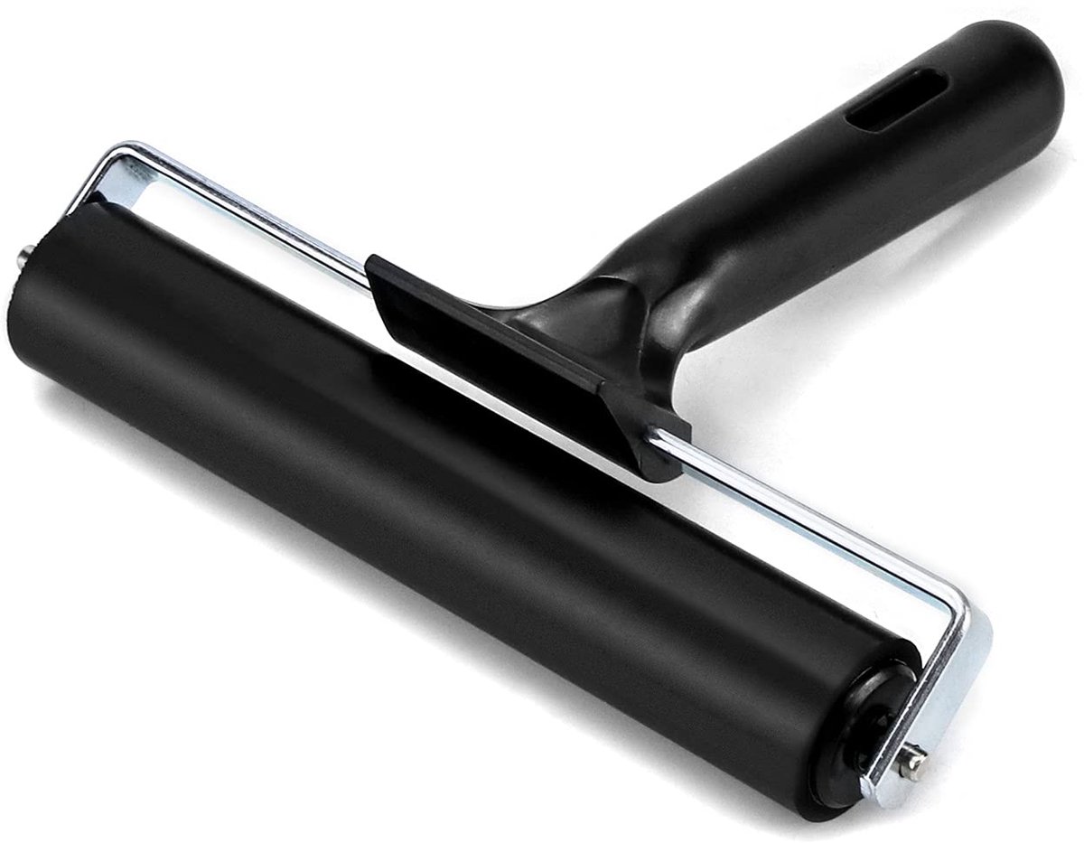 Rubber Roller 15 cm - Lijmroller - Zwart - Ideaal voor lino drukken en knutselen - ShopVlot