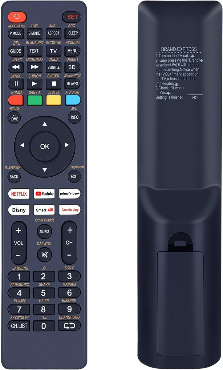 Universele vervangende afstandsbediening - geschikt voor lcd-smart-tv's - eenvoudige configuratie - ShopVlot