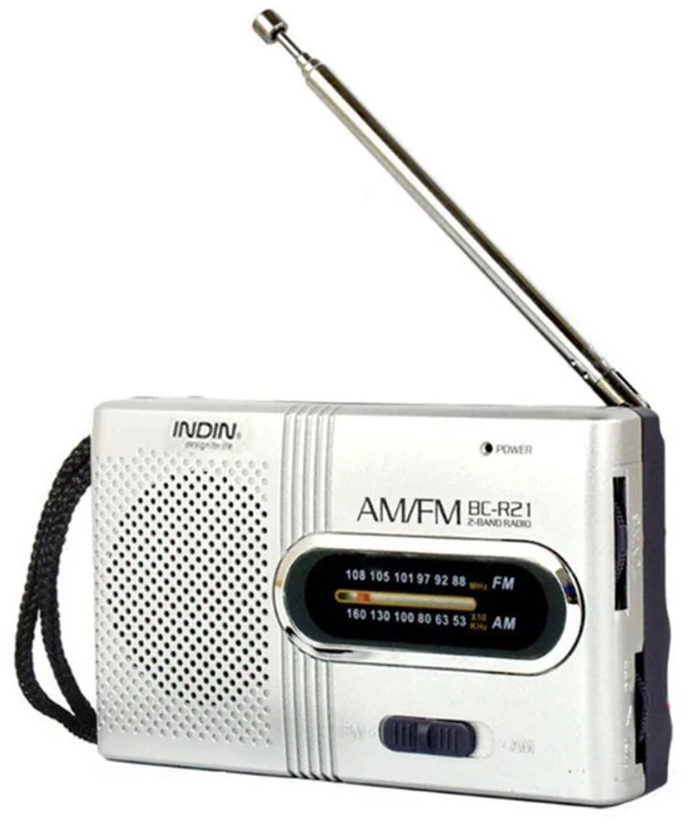 INDIN BC-R21 - Mini Radio op Batterijen - AM/FM - Draagbare Noodradio voor Rampen - Perfect voor Noodpakket - Werkt op AA-batterijen - Noodradio - Inclusief Verzendkosten