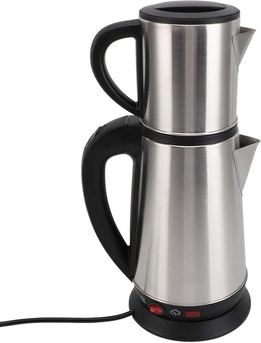 Elektrische Turkse Waterkoker - Theepot Set - Thee Zetten - Dubbele Capaciteit - 1L en 2L - Zwart