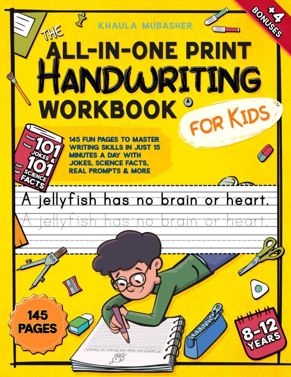 Schrijfwerkboek voor kinderen - 145 bladzijden - met grappen, weetjes en opdrachten - ShopVlot