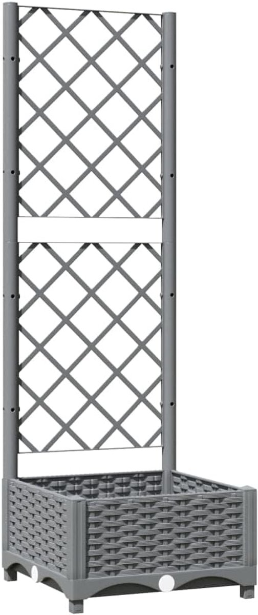 Bloembak met Trellis voor Klimplanten - Tuin en Balkon - Grijs
