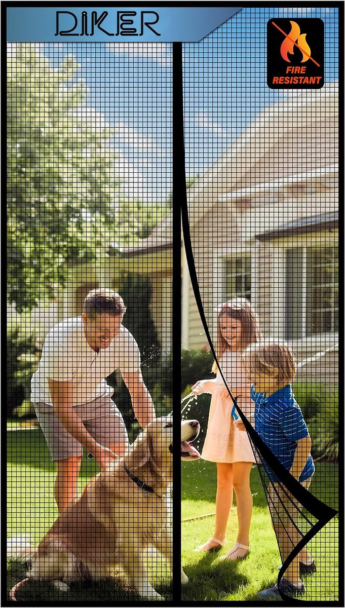 Vliegenraam balkon deur 110 x 210 cm - vlamvertragend glasvezel - insectenbescherming - eenvoudig zonder boren - ShopVlot