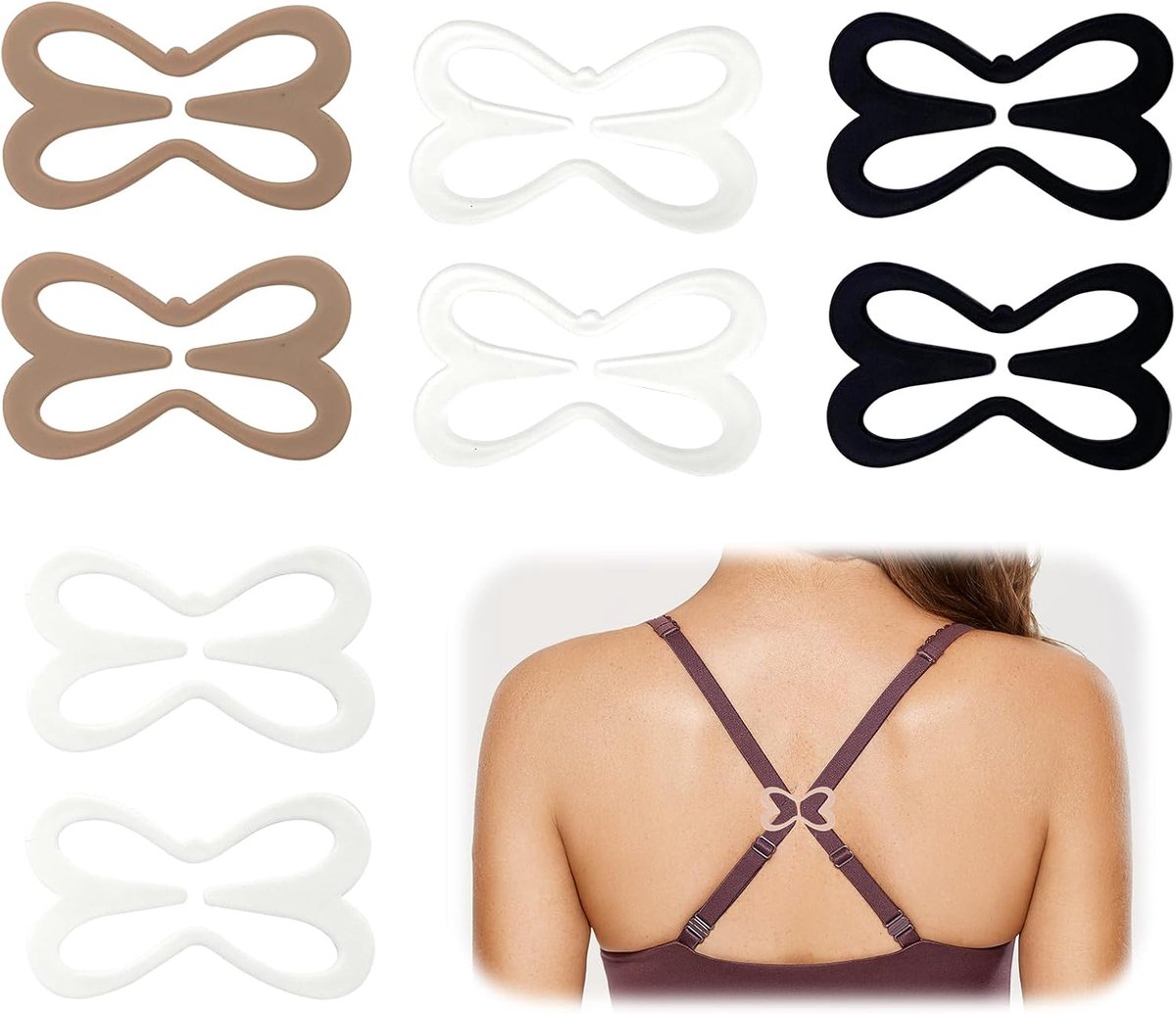 Bra clips set - ovalen libellevorm - 8 stuks - onzichtbare verstelbare schouderbanden - ideaal voor sport - ShopVlot