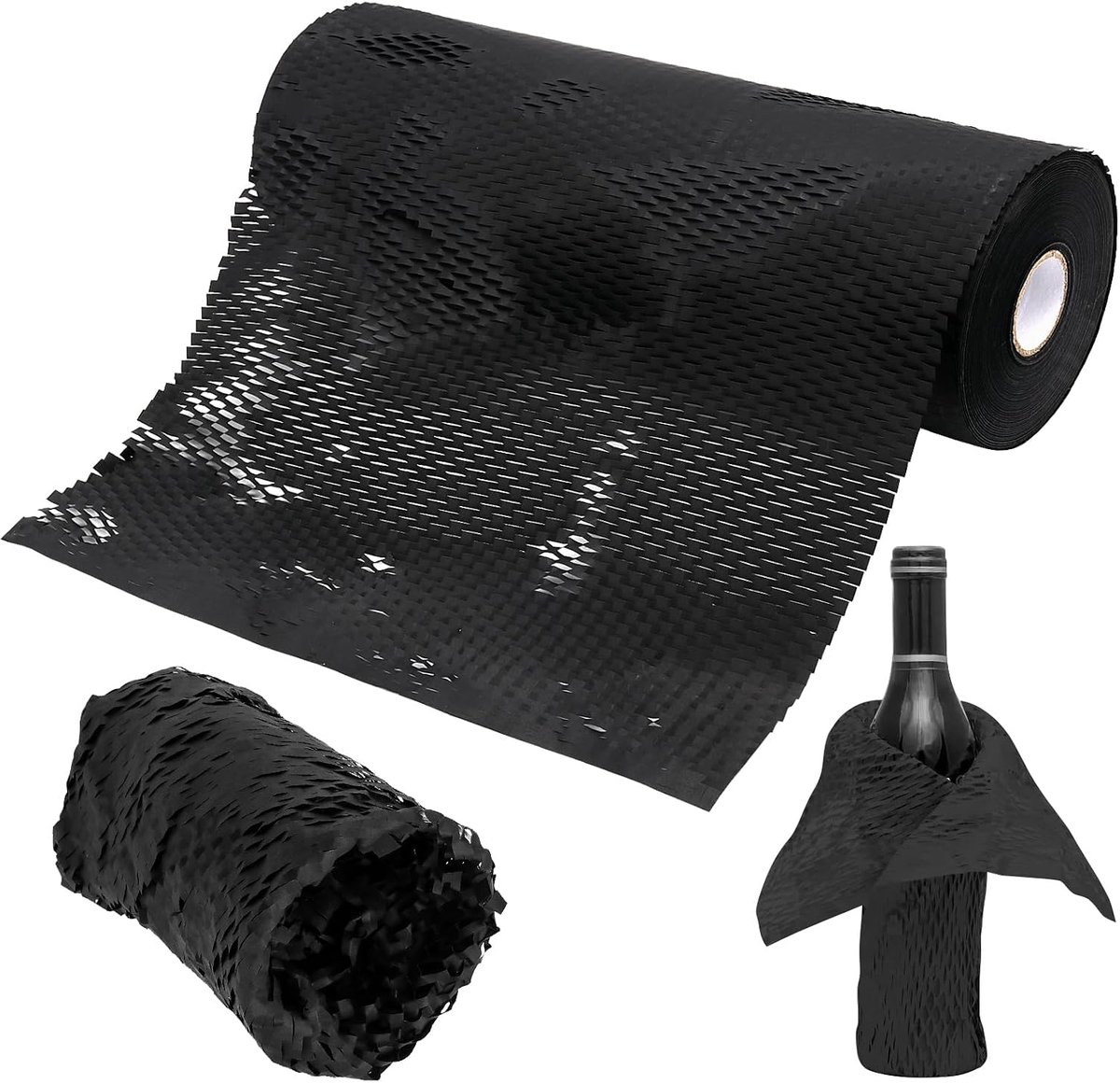Honeycomb papier 38 cm x 50 m - zwart kraftpapier - hoge kwaliteit - ideaal voor verpakking en transport - ShopVlot
