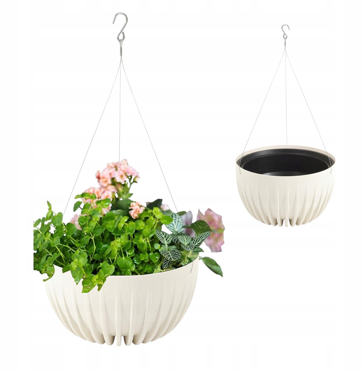 Hangende Pot 30cm Krem Bruin - Balkon & Tuin