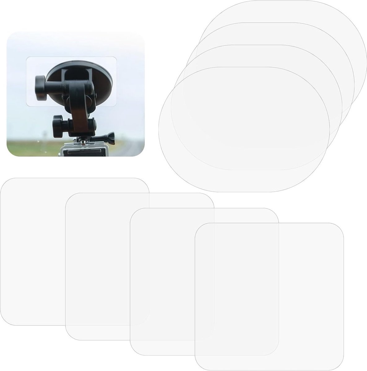 SnelShoppen - 8 Stuks Electrostatistische Stickers voor Dashcam - Transparante Statistische Film - Bescherming tegen Krassen en Val voor Dashcam Insta