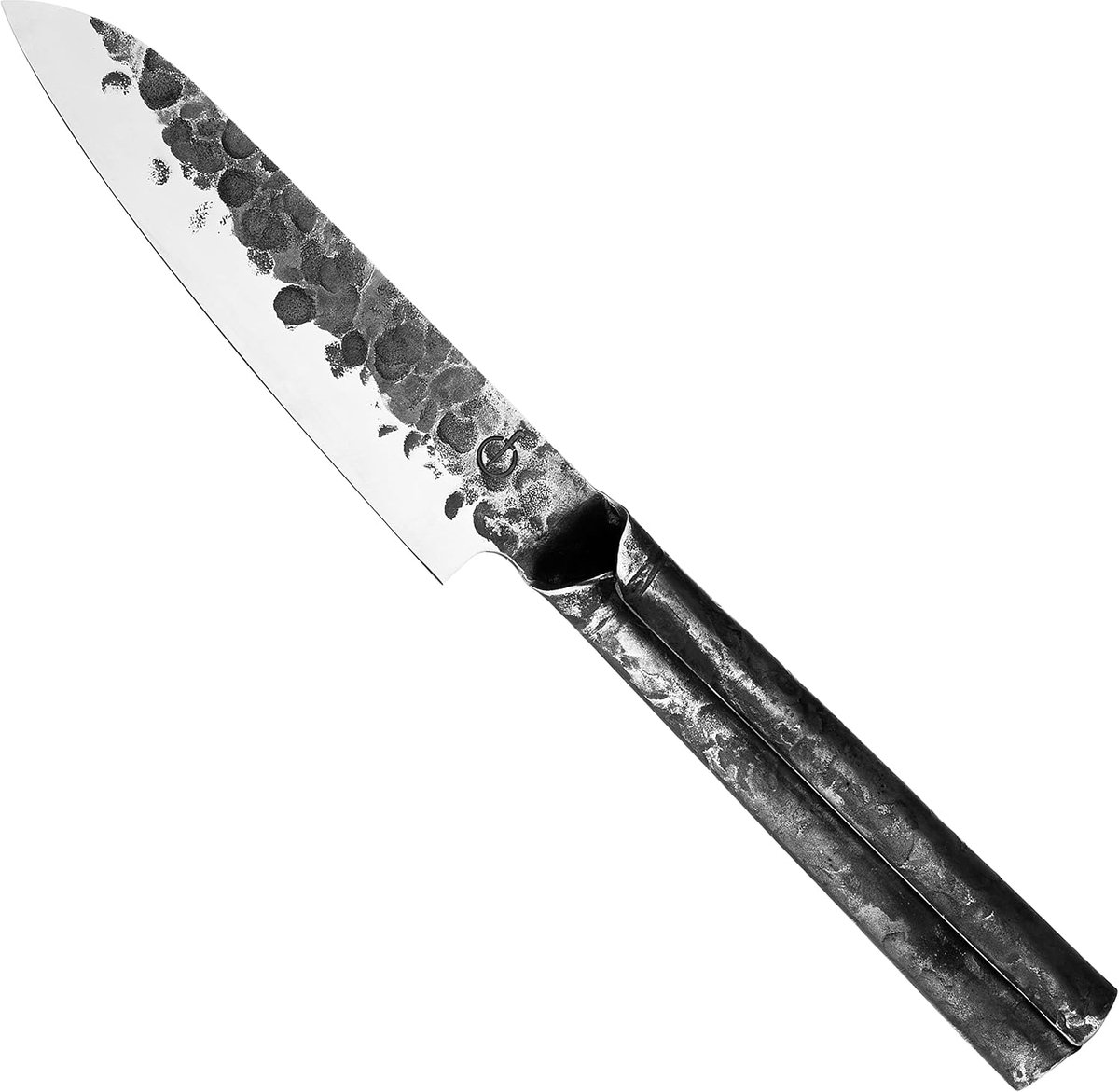Santoku mes 14 cm - handgemaakt met Japanse staal - unieke hamerstructuur - perfect voor precisie snijden - ShopVlot