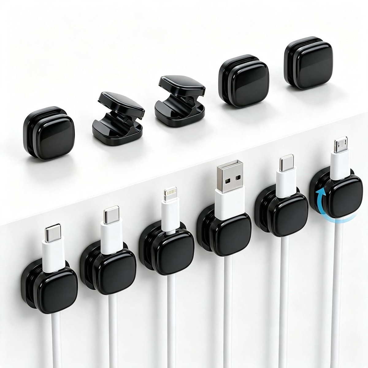 Kabelhouder zelfklevend - kabelclips voor bureau en muur - 0-7 mm kabel - effectieve kabelgeleiding - ShopVlot