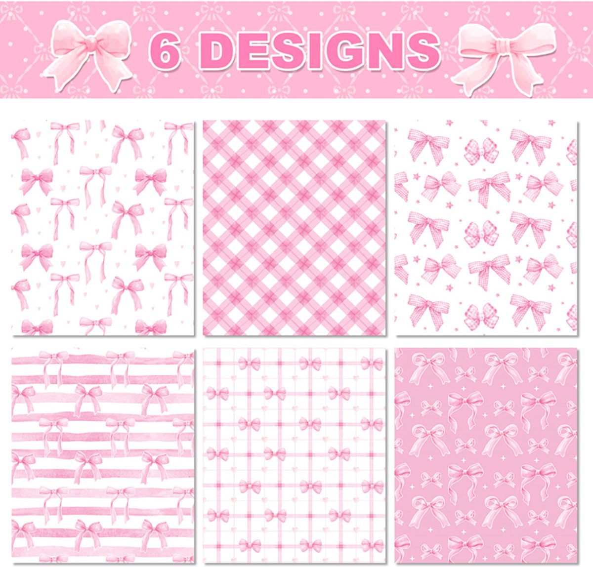 Cadeaupapier 12 vellen 70 x 50 cm - roze met strikpatroon - milieuvriendelijk en recyclebaar - ShopVlot