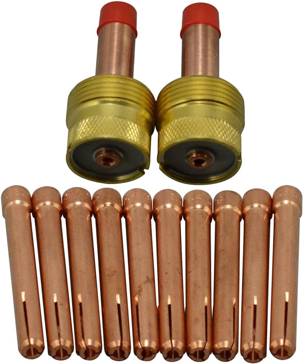 TIG Gas Lens Collet Body Jumbo 12PCS - Assorted Sizes - Geschikt voor SR WP 17 18 26 - Verhoogt laskwaliteit - ShopVlot