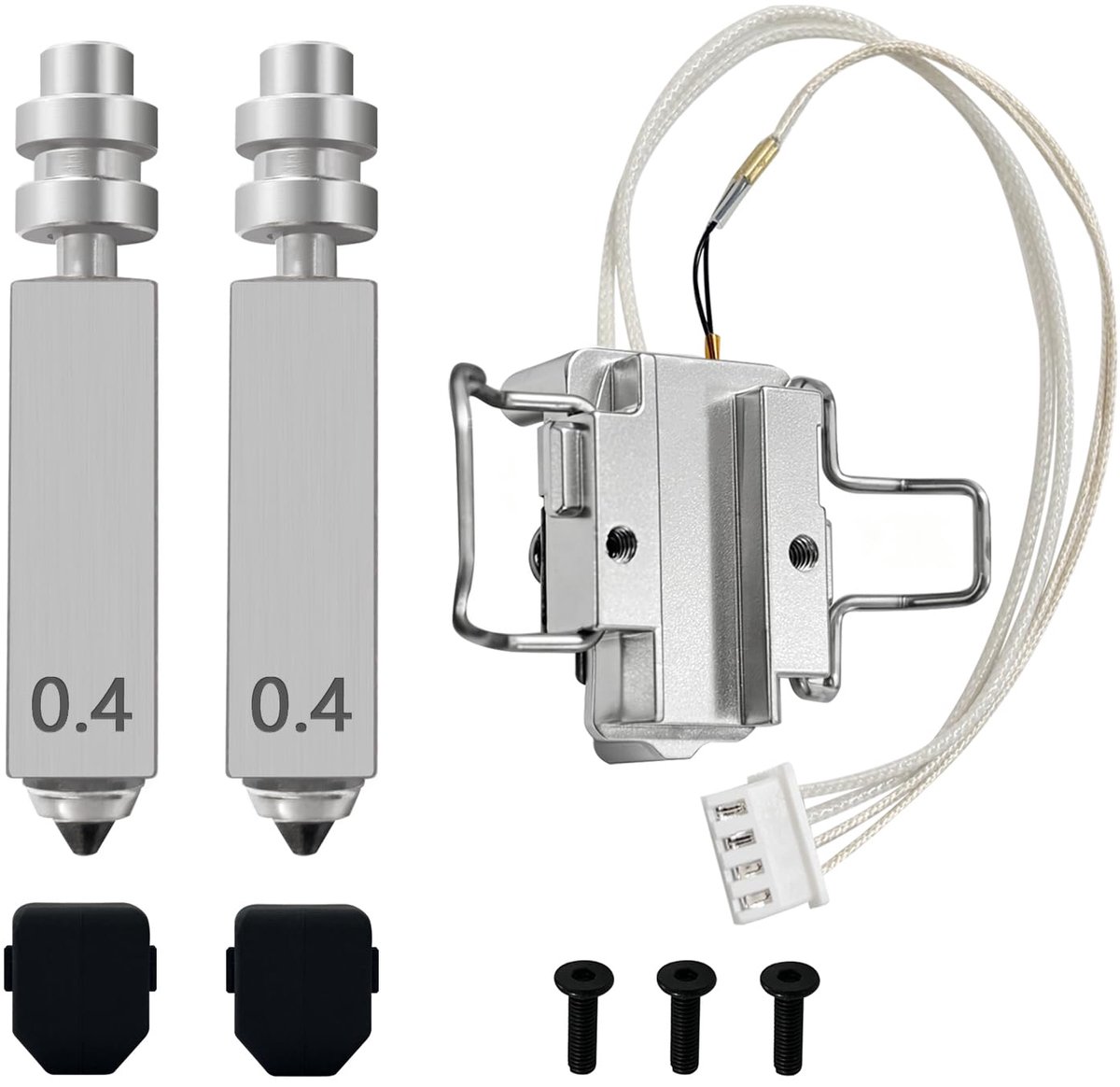 Verwarmingsmontageset Kobra 4 - 0,4 mm mondstukken - siliconen afdekking - verbeterde warmte-isolatie - ShopVlot