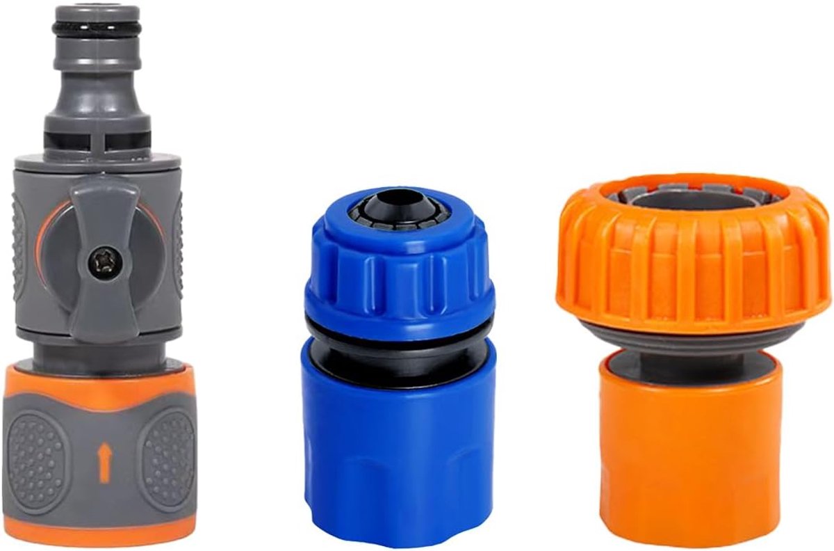 waterslangaansluiting 3-delig - universeel - robuust materiaal - eenvoudig te installeren - ShopVlot
