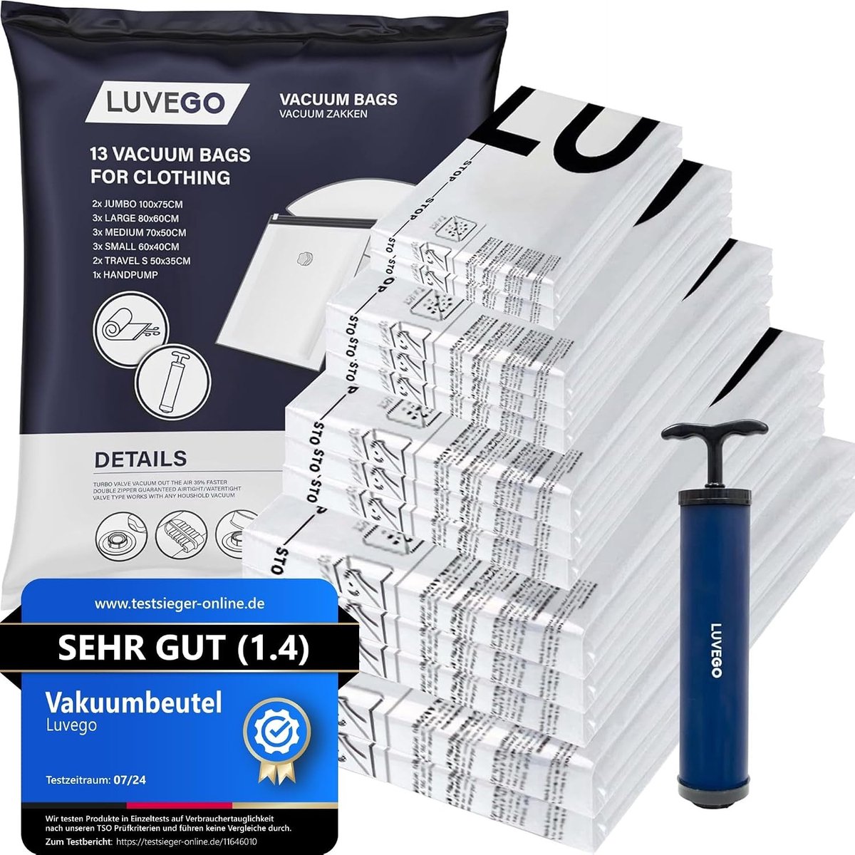 Vacuumzakken Kleding 8 Stuks - Hand Roll Tassen - Beschermt tegen Stof, Motten en Geuren - Ideaal voor Reizen - ShopVlot