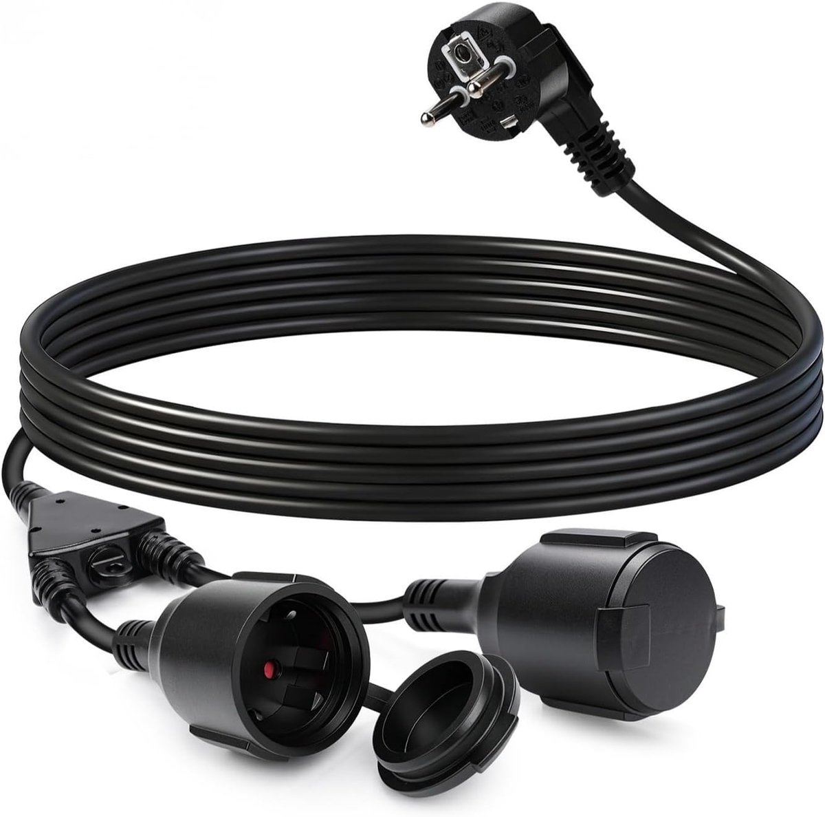 Dubbel stopcontact 250 V/16 A - 3 meter verlengkabel - geaarde stekkeradapter - ideaal voor thuis en op kantoor - ShopVlot